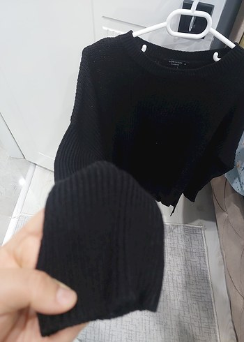 Siyah Örgü Kadın Triko Kazak - Görsel 2