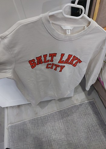 Beyaz Pamuklu Kısa Sweatshirt - Görsel 5