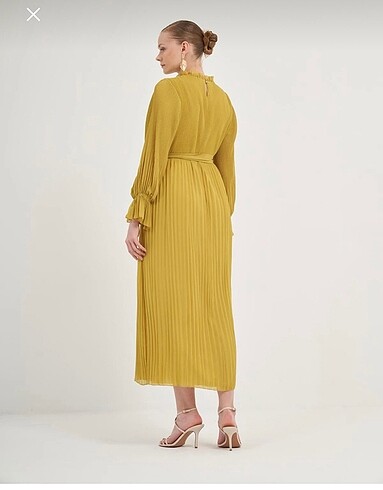 Armine ARMINE MODEL YAĞ YEŞİLİ ŞIFON ELBİSE