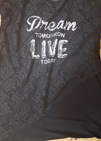 Dantel Detaylı Siyah Hamile Tişörtü - Görsel 2