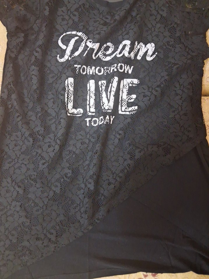 Dantel Detaylı Siyah Hamile Tişörtü - Görsel 2