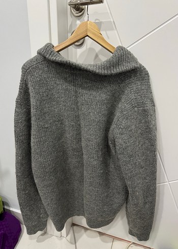 Gri Örgü Yüksek Yaka kazak - Görsel 2