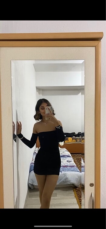 Siyah Sandy kumaş elbise