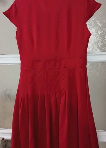 Kırmızı Düğmeli Midi Vintage Elbise - Görsel 4