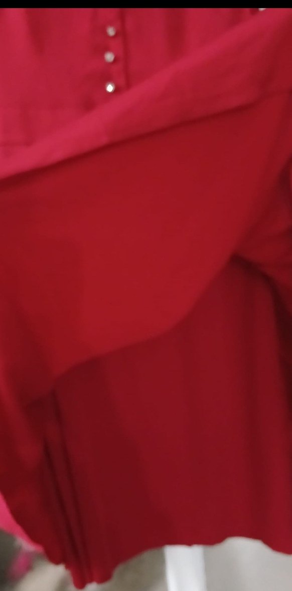 Kırmızı Düğmeli Midi Vintage Elbise - Görsel 3