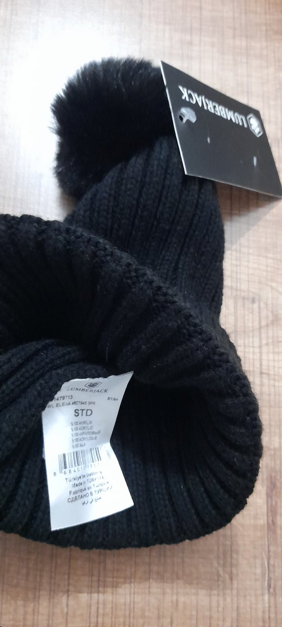 Lumberjack siyah Kürklü Kadın Yün Bere - Görsel 3