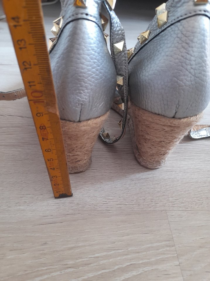 Valentino Gri Deri Yılan Desenli Kadın Dolgu Topuklu Espadril - Görsel 3