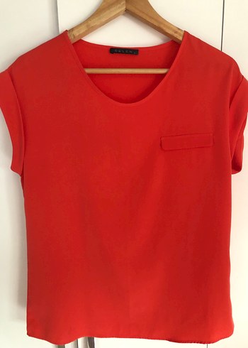 Turuncu  Düğmeli V Yakalı Blu - Görsel 2