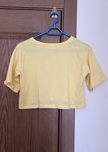 Sarı Kadın Kısa Kollu Crop Top - Görsel 2