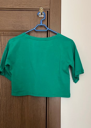 Yeşil Kısa Kollu Crop Top - Görsel 2