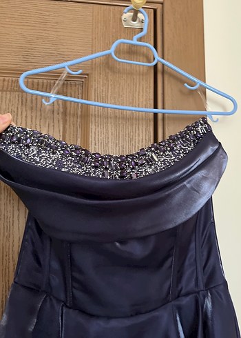 Parlak Lacivert Uzun Abiye Elbise - Görsel 3