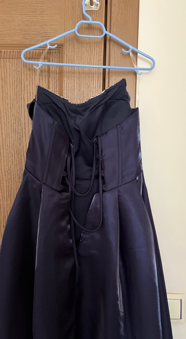 Parlak Lacivert Uzun Abiye Elbise - Görsel 4