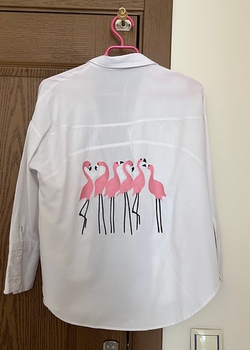 Beyaz Pamuklu Kadın Gömlek, Düğmeli, Uzun Kollu - Görsel 2