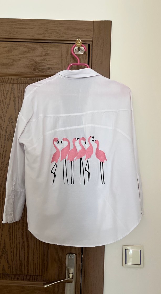 Beyaz Pamuklu Kadın Gömlek, Düğmeli, Uzun Kollu - Görsel 2