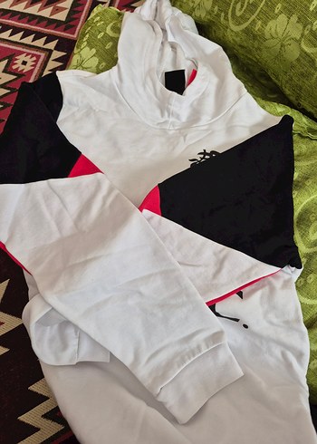 Beyaz L.EC Baskılı Fermuarlı Sweatshirt - Görsel 4