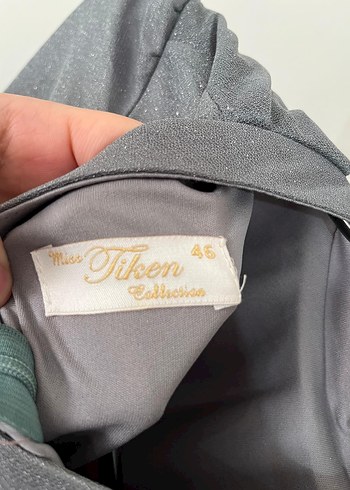 Gri Uzun Drapeli Kadın Abiye Elbise - Görsel 4