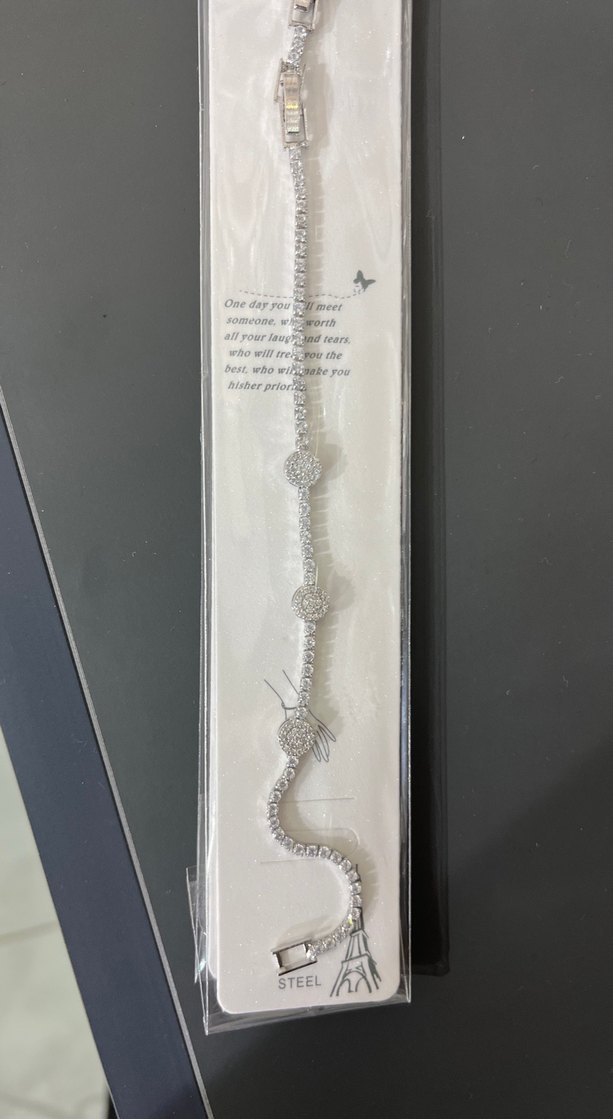 Çelik Yılan Desenli Zincir Detaylı Beyaz Bileklik - Görsel 3