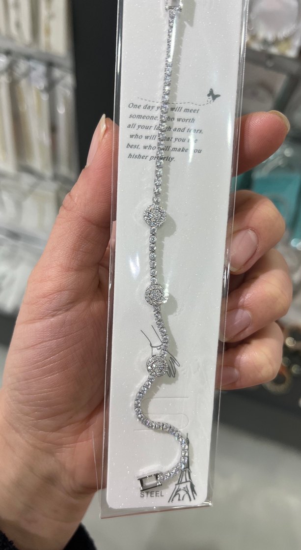 Çelik Yılan Desenli Zincir Detaylı Beyaz Bileklik - Görsel 2