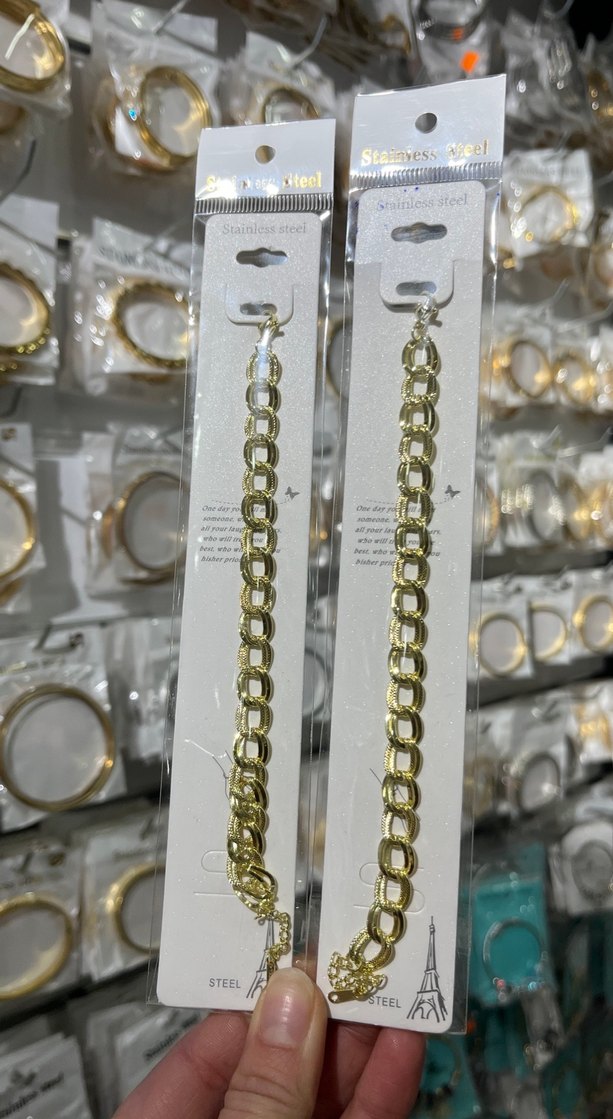 Çelik Samanyolu Zincir Detaylı Parlak Altın Kadın Kolye - Görsel 2