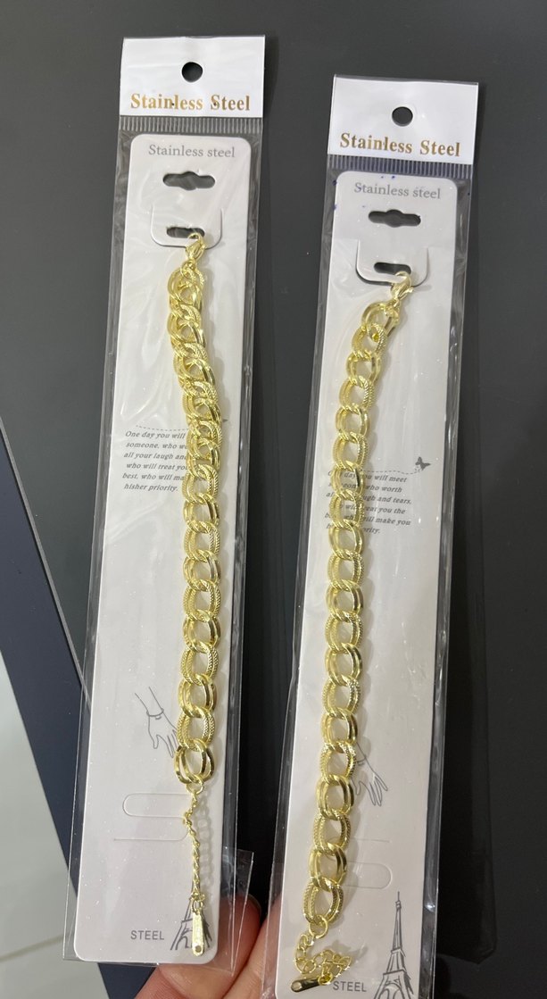 Çelik Samanyolu Zincir Detaylı Parlak Altın Kadın Kolye - Görsel 3