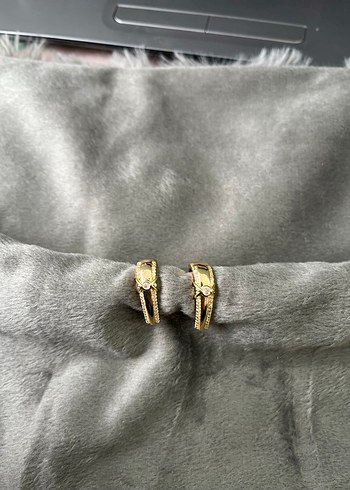 Altın Renkli Mini Yılan Desenli Küpeler - Görsel 5