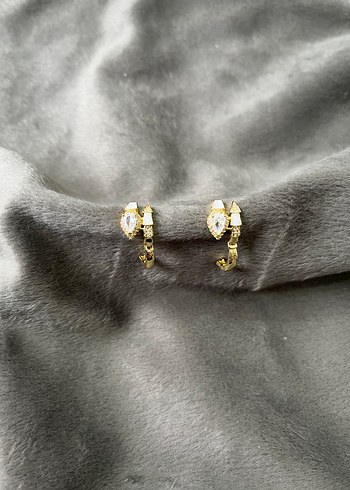 Altın Renk Mini Yılan Desenli Küpeler - Görsel 3