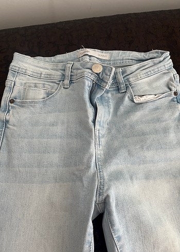 Gri Dar Kesim Midi Kadın Kot Pantolon - Görsel 2