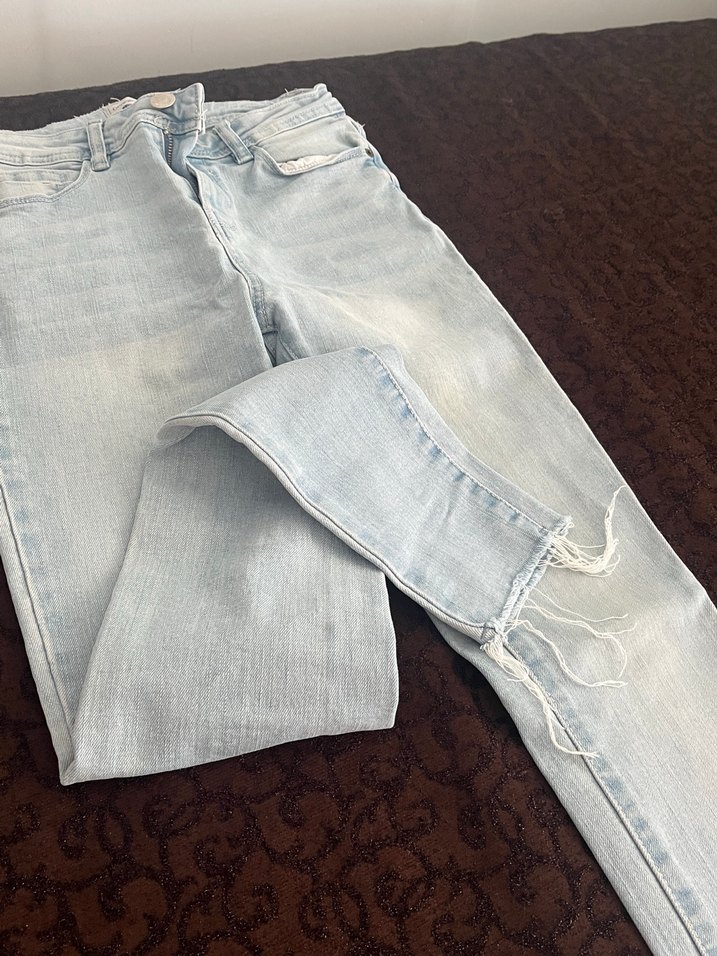 Gri Dar Kesim Midi Kadın Kot Pantolon - Görsel 5