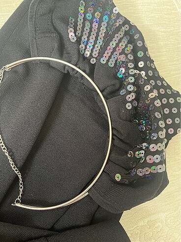 ?Şık Siyah Halter Yaka Mini Elbise (Pul İşlemeli)? - Görsel 6