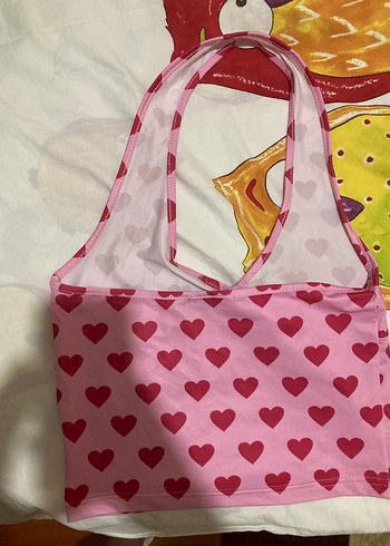 s Beden Pembe Kalp Detaylı Sırtı Açık Bluz