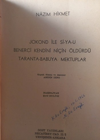 NAZIM HİKMET JOKAND İLE Sİ-YA-U TARANTA- BABUYA MEKTUPLAR BENER - Görsel 2
