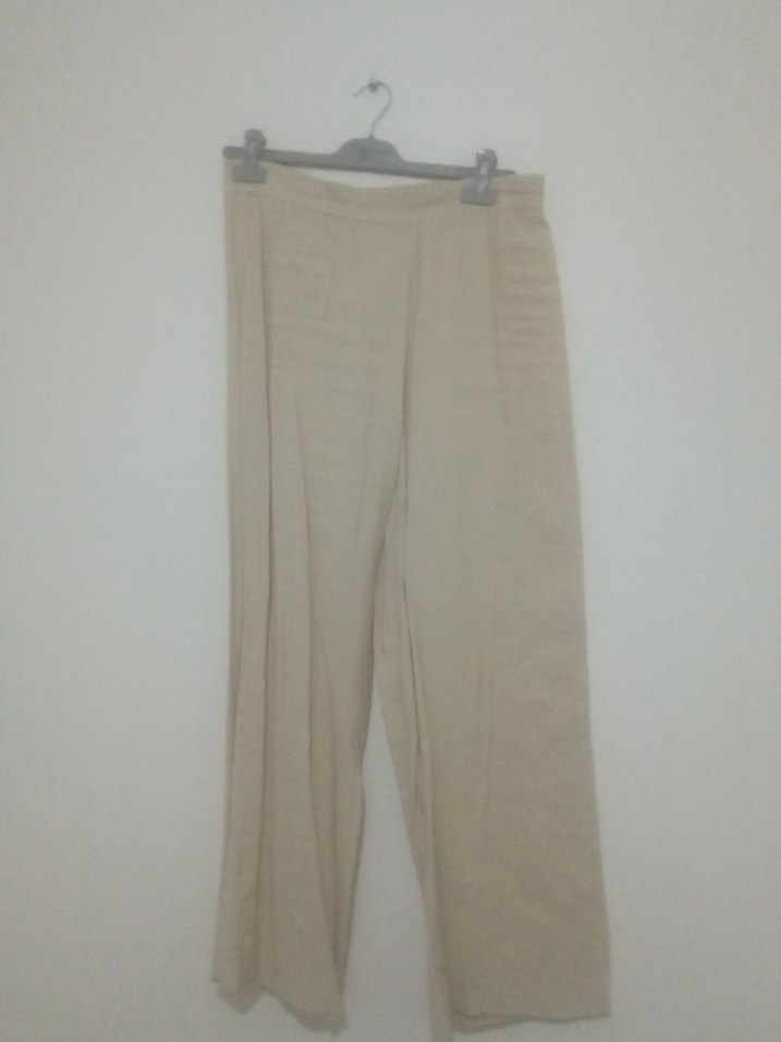 Bej  Keten Kadın Pantolon - Görsel 2