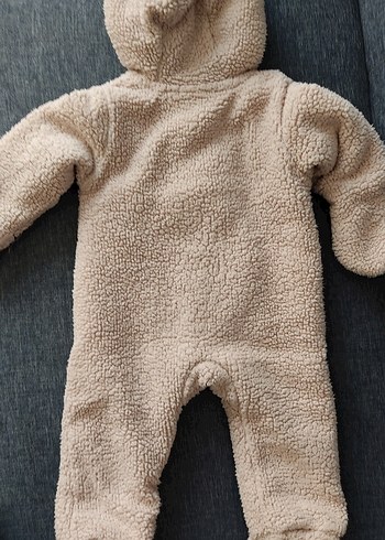 6 Ay Beden camel Renk Peluş Ayıcık Kulaklı Tulum Mont