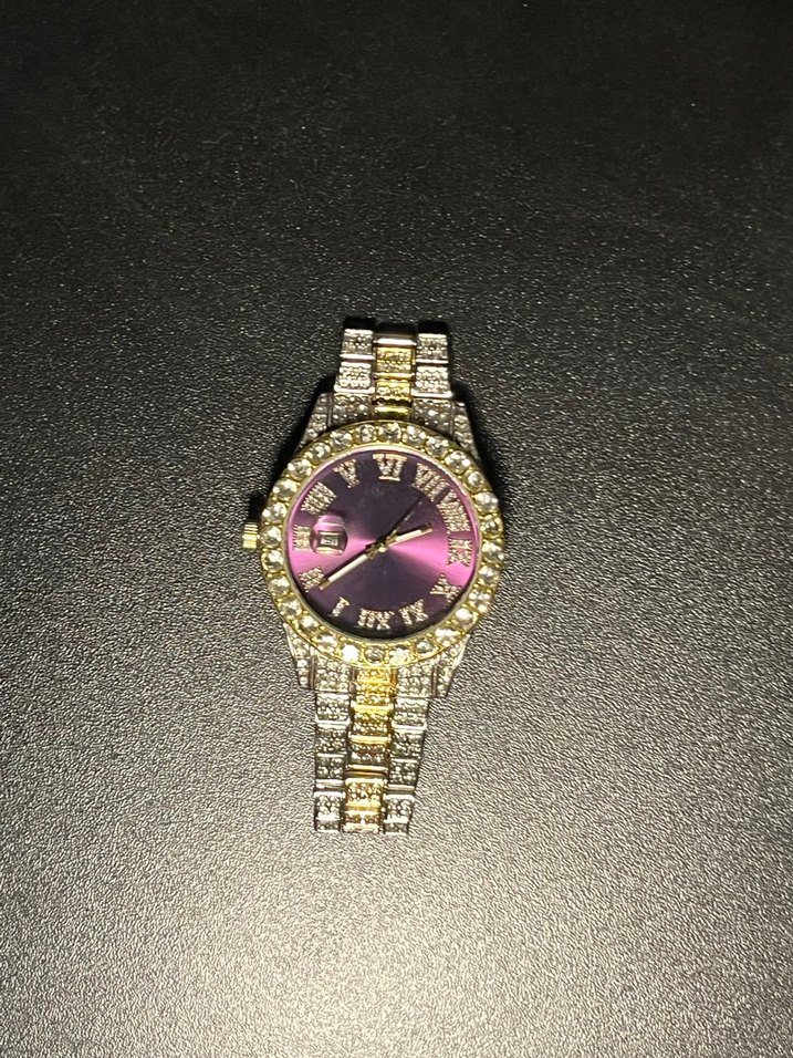 Mor Parlak Payetli erkek Saati - Görsel 2