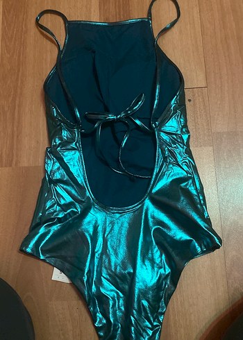 Parlak Turkuaz Askılı Drapeli Mayo - Görsel 2