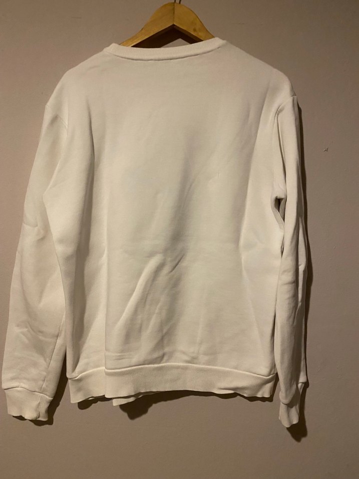 Erkek Beyaz Baskılı Oversize Sweatshirt - Görsel 2