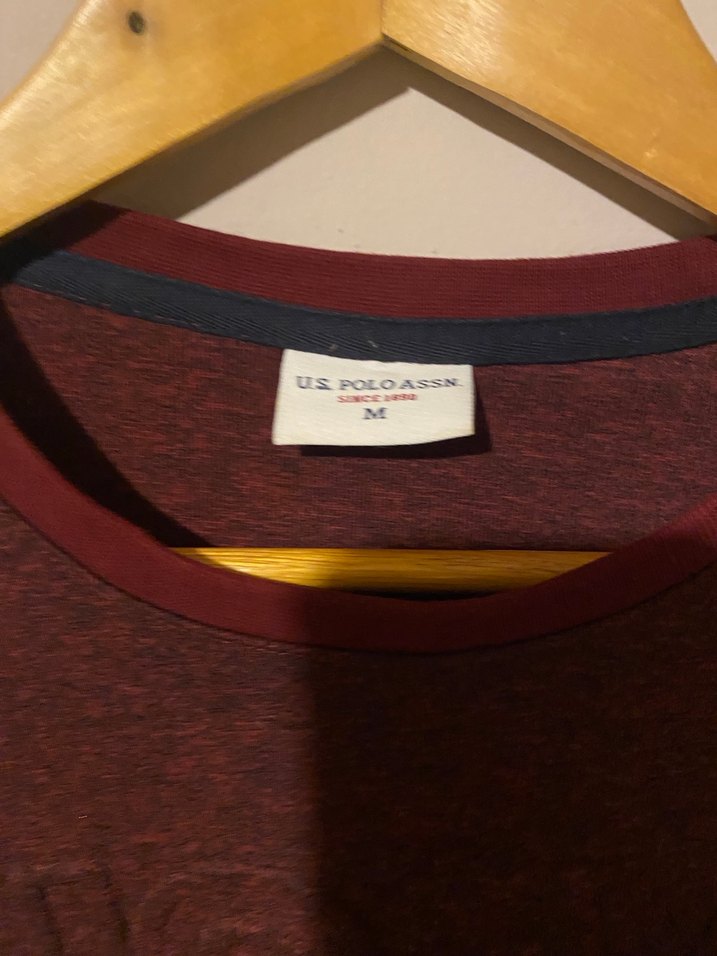 USPA Bordo Erkek Sweatshirt Uzun Kollu Rahat Kesim Orjinal - Görsel 3