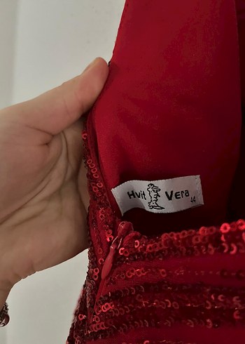 Kırmızı tül detaylı abiye - Görsel 3