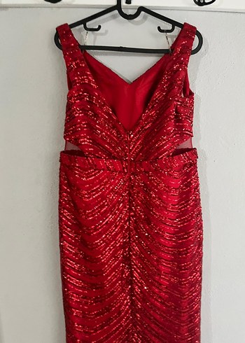 Kırmızı tül detaylı abiye - Görsel 2