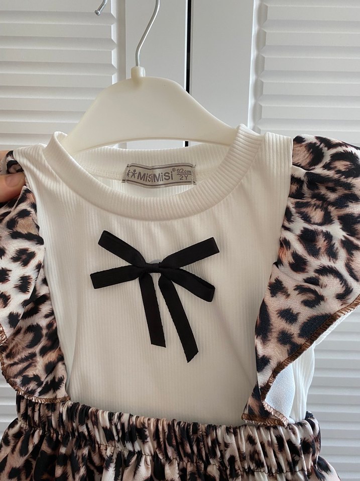 Leopar desenli tişört etek - Görsel 5