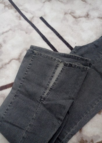 28 Beden Gri Denim İspanyol paça Kadın Kot Pantolon