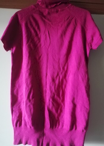 Kadın Kısa Kollu Yüksek Yakalı Pembe Kazak - Görsel 2