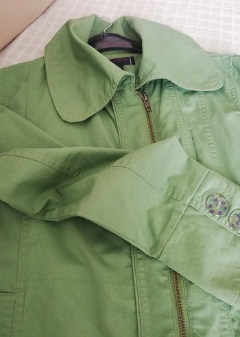 Düğmeli Yeşil kanvas Kadın Ceket - Görsel 4