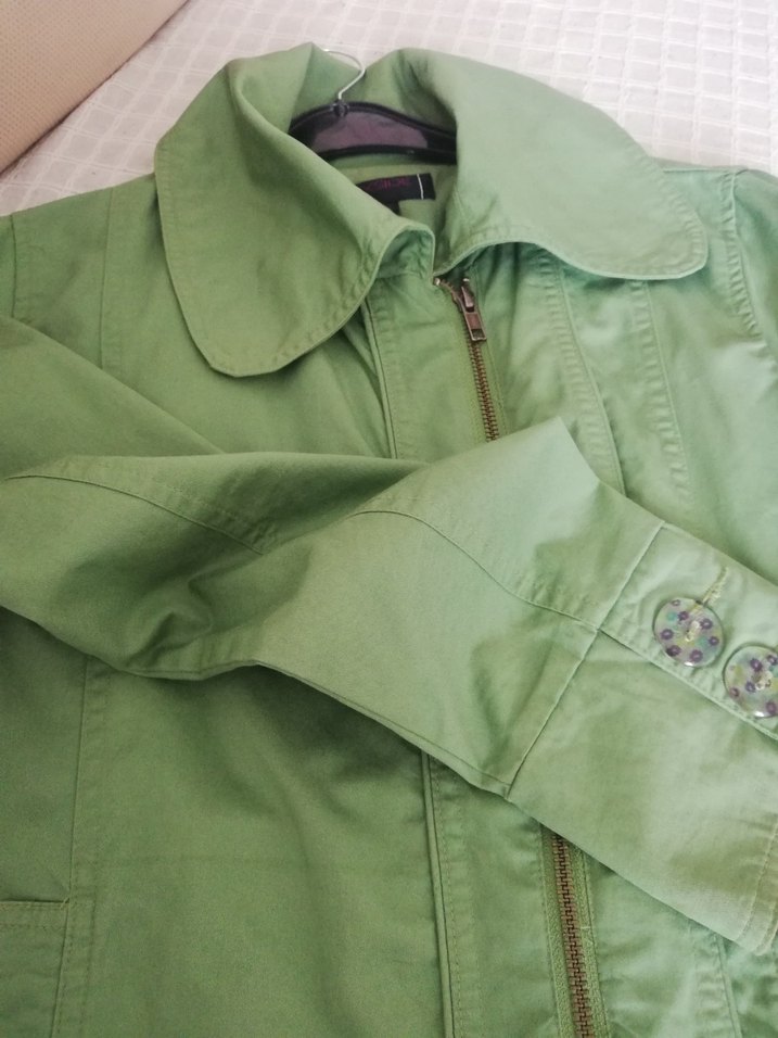 Düğmeli Yeşil kanvas Kadın Ceket - Görsel 4