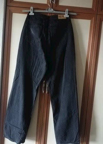 Zara kadın Siyah Bol Kesim uzun Kot Pantolon - Görsel 2