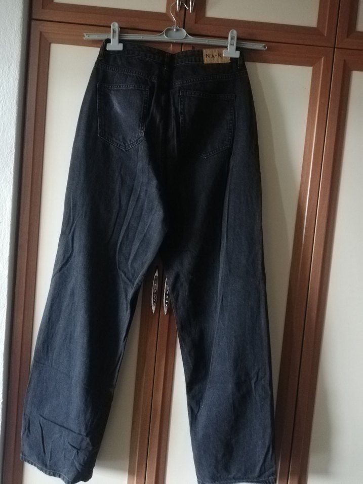 Zara kadın Siyah Bol Kesim uzun Kot Pantolon - Görsel 2