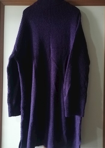 Mor Yüksek Yakalı Kadın Triko Kazak - Görsel 2