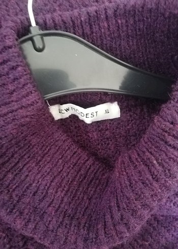 Mor Yüksek Yakalı Kadın Triko Kazak - Görsel 3