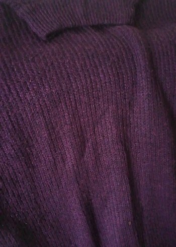 Mor Yüksek Yakalı Kadın Triko Kazak - Görsel 5