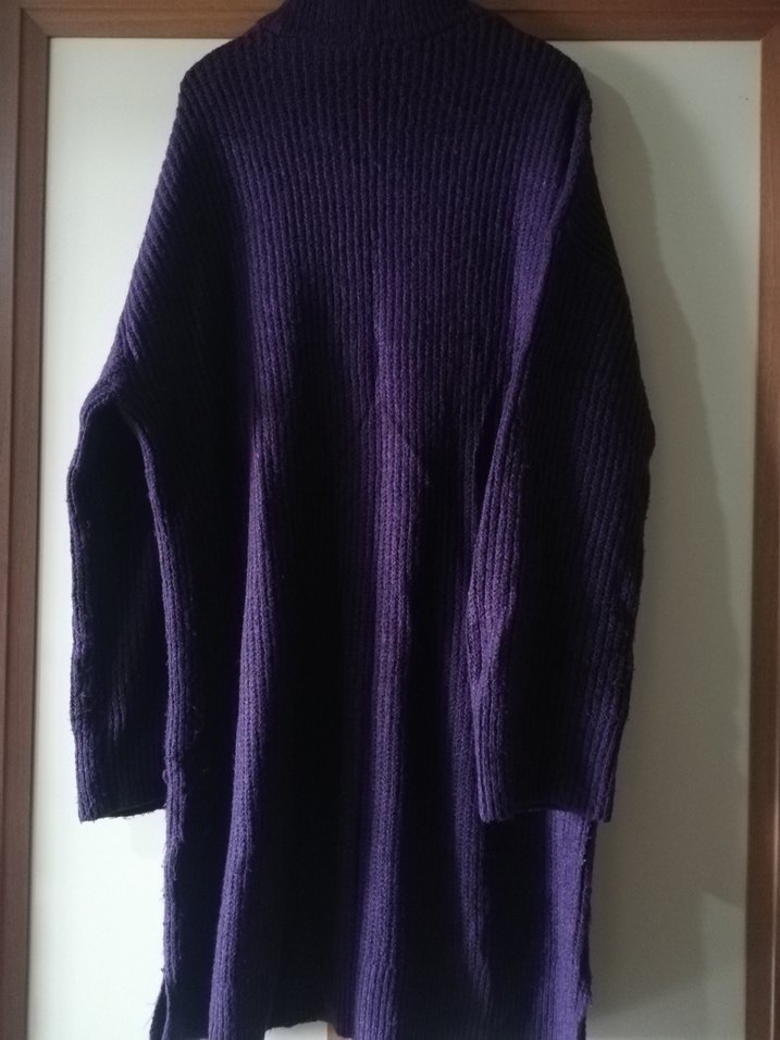 Mor Yüksek Yakalı Kadın Triko Kazak - Görsel 2